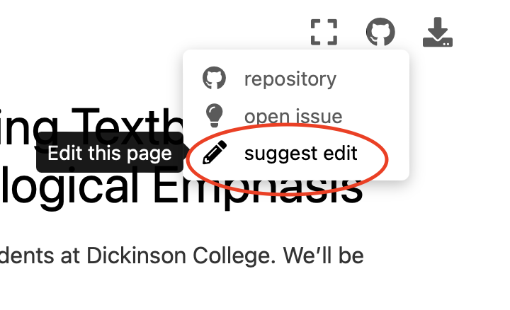 The location of the suggest edit button in the upper right of the page.